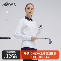 HONMA2021 New Golf Womens long sleeve polo T-shirt Slim style fresh color matching