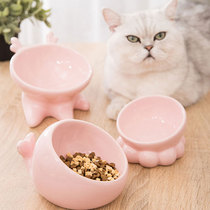 Dog Bowl Cat Bowl Ceramic Dog Basin Cat Food Basin Protection Cervical pooch anti-overturning cat food bowl Cat Rice Basin Pet Supplies