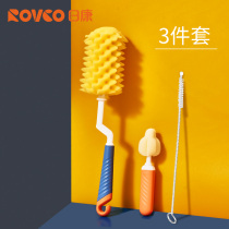 Rikang bottle brush cleaning brush set baby wide mouth sponge bottle brush pacifier cleaning rotating portable shabby