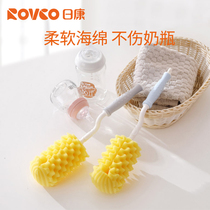 Rikang baby wide mouth bottle brush sponge bottle nipple brush cleaning brush baby rotating brush cleaning brush set