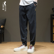 2021 Spring and Autumn New Flooted Pants Mens Loose Plus Size Mens Pants Mens Pants Autumn Sports Pants
