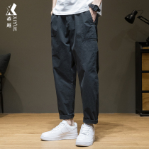 Autumn mens tooling casual pants Summer mens pants loose plus size mens mens spring and autumn nine-point pants mens trend