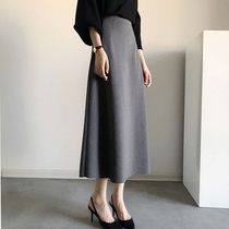 a skirt female autumn 2021 New Korean version of high waist slim versatile hanging long elastic waist long skirt