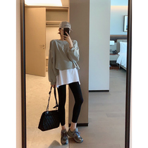 MYL Long Sleeve Splicing Fake Two-piece Jersey Woman 2021 New Korean Version Loose Personality Sports Wind Blouse