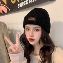 Black wool hat female Joker knitted hat autumn and winter moon hat postpartum Big Head around winter Net red ins tide