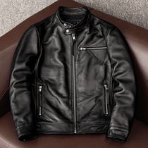Special price pick-up clearance New Tide pure first layer soft cowhide leather leather leather jacket male slim stand collar leather jacket