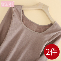 Square collar thermal underwear ladies terry thin velvet autumn clothing invisible bottoming shirt body stretch slim single cotton sweater