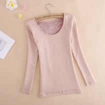 Cotton geometric warm lingerie female blouse thickened with velvety body tight fit winter single slats bottom cotton sweatshirt