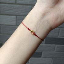 (Fish leap) original retro good luck this year is like a fish in water very fine 0 8 good luck red rope 18K dumb gold