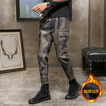 Autumn and winter men plus velvet padded leather pants mens leggings tight motorcycle motorcycle riding pants windproof and warm trend