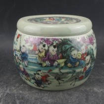 Qing Tongzhi pastel Group baby picture crickets antique antique old goods Jingdezhen antique porcelain retro ornaments