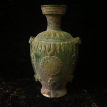 Tang Sancai carved flower bowl mouth bottle antique antique old goods unearthed porcelain antique boutique home furnishings