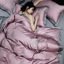Simple luxury 100 long velvet cotton four-piece set embroidered cotton cotton sheets duvet cover bed sheet bedding bt