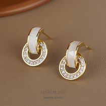 Advanced large-board wind commute 100 lap temperament natural seashells small ear nail S925 silver needle mosquito coil pan ear clip without earbuds