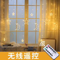 Stars Moon bay window lights led lights Romantic window background string lights decoration ins room layout Net red small hanging lights