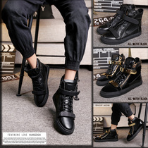 2021 European station АGZ high-top mens shoes metal buckle black large size leather classic couple European and American net red with the same