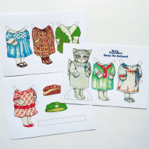 Kitten goes to school cats and animals retro paper doll paper doll paper doll changing clothes