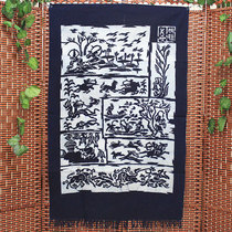 Ethnic handicraft traditional batik painting home restaurant bar decoration classical fabric mural can be used as door curtain