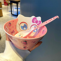 Korean melamine bowl anti-drop plastic cartoon cute creative children rice bowl salad fruit snack bowl imitation porcelain bowl