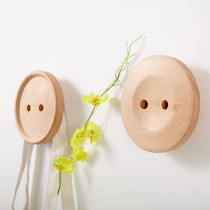 Button adhesive hook solid wood wall hook wall hanging door wall hanging door after door door Xuan close coat hook wooden B & B decoration