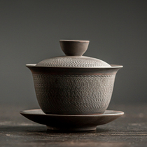 Purple Pottery Triple Only Cover Bowl of Hover Cup Big Number Home Purple Sand Kongfu Tea With Handmade Jumping Knife Tea Bowl single
