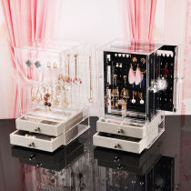 Princess earrings storage box Jewelry box dust-proof earrings ear clip hanging jewelry display rack Necklace jewelry finishing box