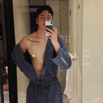 24K addiction with the same Huang Jingyu Gu Hai nightgown male couple spring hooded bathrobe absorbent thin section bathrobe male