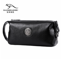 Treasure Chic Kangaroo Boy Bag Genuine Leather Handbag New Zipper Money Nip Bull Leather Wallet Business Hand Grab Bag Casual Hand Grip Bag