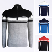 Autumn and winter New Golf turtleneck sweater clothing knitted pullover half zipper Korean slim jacket jacket