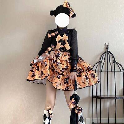 taobao agent Lolita Lolita genuine original black cat Elena three -stage skirt jsk camisling sweet spring and summer