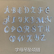 26 personality capital English letter pendant necklace womens S925 sterling silver platinum plated gold set micro set with meaning gift