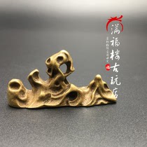  Retro pure copper pen holder Mountain trumpet multi-function brass pen pen holder Simple Yamagata town ruler paperweight stationery supplies