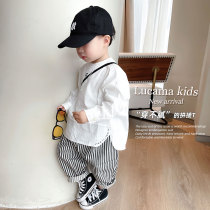 Luca mother 22SS Japanese ceiling temperament casual white shirt long sleeve letter t-shirt splicing blouse