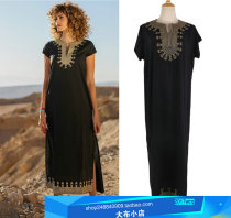 European and American new cotton gold thread embroidered beach sunscreen shirt holiday jumpsuit long dress bikini blouse season change treatment
