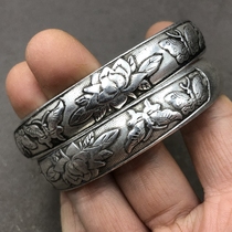 Ancient play miscellaneous bracelets a pair of butterfly lotus flowers brass Call-silver bracelets for mens womens models