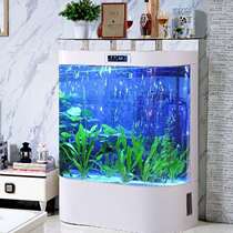 Fish tank living room large screen household glass water-free ecological bottom filter acrylic goldfish tank against wall