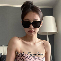  jennie with the same high-end sunglasses female big face thin black sunglasses summer anti-ultraviolet round face net red model