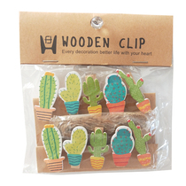 ins photo clip hemp rope small clip Green Cactus wooden clip photo wall decoration photo clip