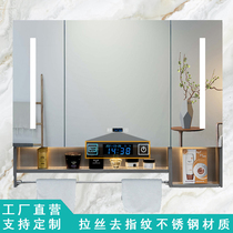  Yuanjiang stainless steel smart mirror cabinet with towel bar Toilet wall-mounted separate bathroom cabinet Toilet smart mirror