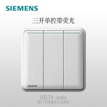 Siemens switch socket panel Type 86 Haorui series Jade glaze Yabai switch three open single control with fluorescent power supply