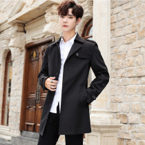 Windbreaker men Spring and Autumn long mens clothing 2021 New plus velvet thick English style autumn and winter trend handsome coat