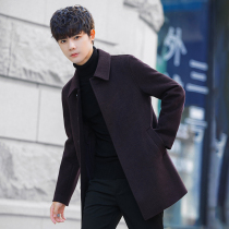 Autumn and winter new men's woolen coat long Korean handsome lapel padded coat wool woolen windbreaker