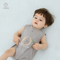 Bear story Baby jumpsuit summer dress Baby sleeveless vest Pure cotton male baby harem summer thin climbing suit