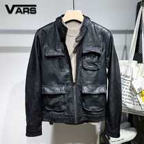 Boiling fashion fashion leather men 2021 spring and autumn Korean version of slim short multi pocket casual jacket jacket coat locomotive handsome