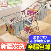 Xinjiang delivery stainless steel drying rack floor-to-ceiling folding bedroom balcony indoor household quilt hanger