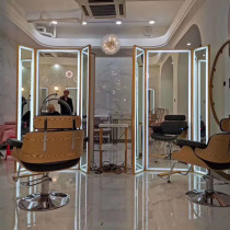 Simple hairdressing mirror table hair salon special Net Red Barber shop mirror table with lamp single double-sided mirror