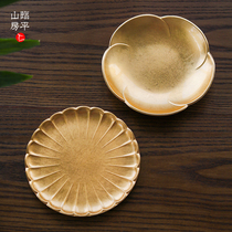 Japan imported mountain lacquerware coaster high-end snack small plate creative plum blossom type handmade gold foil tea tray