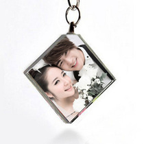 Crystal Image custom crystal photo making keychain pendant necklace square l Diamond mobile phone pendant