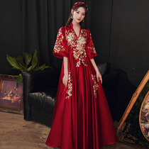 Pregnant women toast brides 2021 new autumn red size Chinese wedding thanks banquet dress women belly