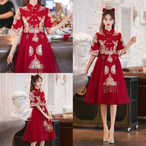 Pregnant women toast womens large size bride wedding 2021 New Thank you banquet back door Chinese dress fat mm autumn